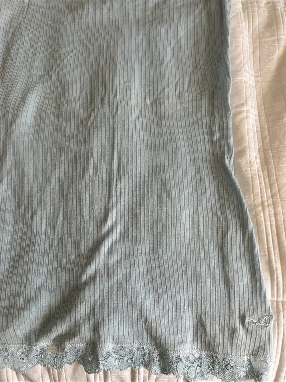 Hollister Light Blue Lace-Trim Ribbed Camisole/T-Shirt